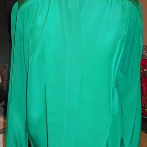 Womens Silk Studio Sapphire green 100% Silk Blouse
